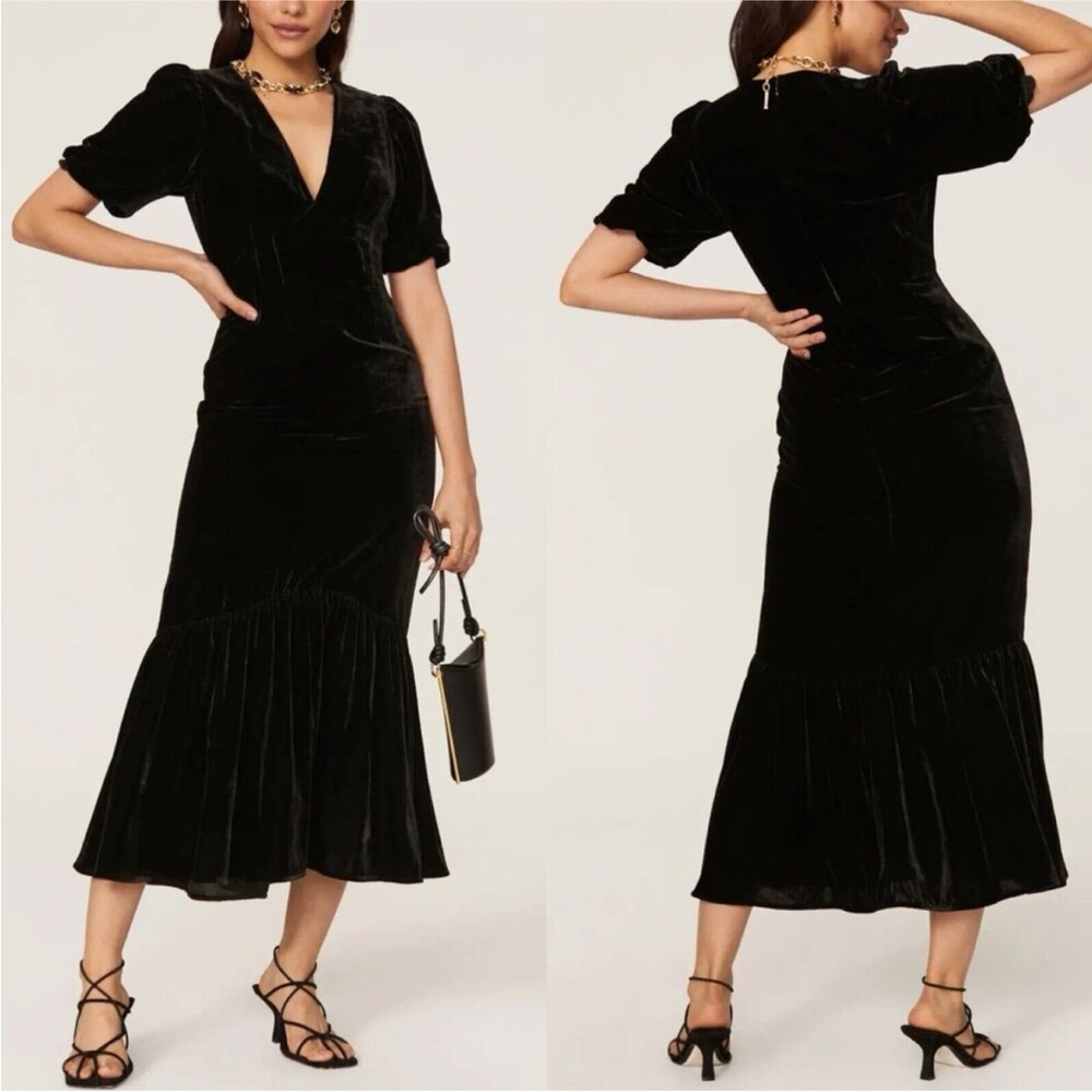 Rhode Ester Dress Black Velvet XS